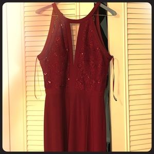 Long Halter Lace Dress-David’s Bridal